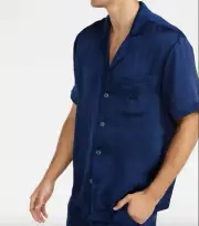 NEW PETER ALEXANDER MENS NAVY POLY SATIN SHORTIE PJ SET XXL RRP$129 BOXED