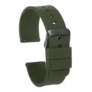 Silicone Watch Band 24mm Quick Release Watch Strap with Black Buckle Green