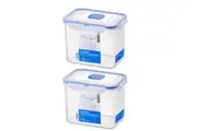2x Locknlock 1L Airtight Classic Rectangle Food Storage Container Tall Clear
