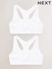 White Seamfree Racer Crop Tops 2 Pack (7-16yrs) (776414) | $26