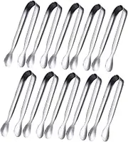 SECFOU 10Pcs Stainless Steel Sugar Cube Tongs Ice Cube Clips Polished Finish for Buffets Bars and Kitchens Versatile for Sugar Ice Fruits and More