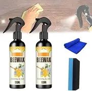 2Pcs Natural Micro-Molecularized Beeswax Spray,Beeswax Spray Furniture Polish and Cleaner,Molecularized Beeswax Wood Cleaner Spray