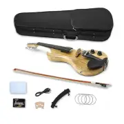 4/4 6-String Big Jack Style Wooden Electric Violin with Case and Shoulder Stock