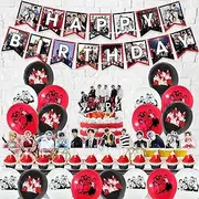 STRAY-KIDS Birthday Party Supplies,STRAY-KIDS Birthday Decorations Gift Set - STRAY-KIDS Banner,18PCS Balloons,Cake Toppers,21PCS Cupcake Toppers Perfect for Boys and Girls(Red)