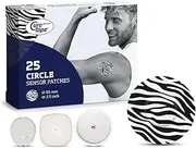 CureTape Patches - Feestyle Libre 3 Plasters - Dexcom G7 Plasters - Waterproof Fixing Plasters - Pack of 25 - Diameter 65 mm - Zebra