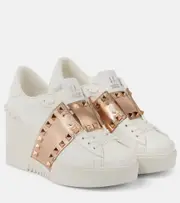 [Valentino Garavani] Valentino Garavani Open Disco leather wedge sneakers AU 8.5 white