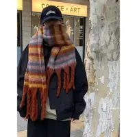 在飛比找ETMall東森購物網優惠-時尚條紋冬季女生復古加長圍巾