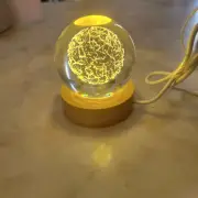 3D Crystal Ball Night Light Glass Lamp with Wooden Base World Glove