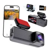 4K Dash Cam 4k+1080P Dual Dash Camera for Cars with 64G Front and Rear