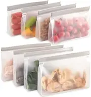 Cozihom Reusable Storage Bags, Stand Up Ziplock Bags, Reusable Sandwich Bags, Freezer Lunch Bags, Leakproof, BPA Free, 4 Large bags, 4 Middle bags