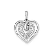 Sterling Silver Rhodium Plated Diamond Heart Pendant