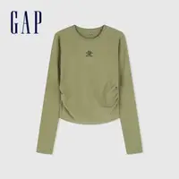在飛比找momo購物網優惠-【GAP】女裝 Logo圓領長袖T恤 女友T系列-橄欖綠(8