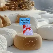 Acrylic Christmas Polar Bear with Santa Stop Here Sign - H38cm