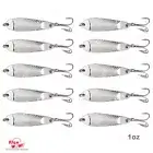 10pcs Fish WOW! 1oz Casting Jig Hammered spoons Silver Treble hook
