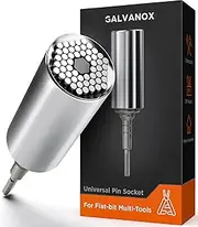 [GALVANOX] Universal Socket Adapter Compatible with Leatherman Flat Bit System - Skeletool, Surge, MUT, Wave Plus & Signal Multitool Kit Set (Multi-Tool Accessories), Silver (LBUT202)