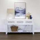 Byron White Mango Wood & Rattan Console Table with 3 Drawers - 150cm