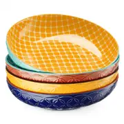 Vibrant Pasta Bowls, 21.6 cm Large Salad Bowls, 1L Porcelain Pasta Serving Bowl Set of 4, Bowls for Pasta, Salad, Soup, Oatmeal