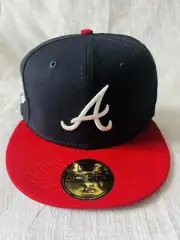 New Era Atlanta Braves World Series Patch Purple UV 59Fifty 5950 7 3/8 Hat Cap