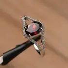 Natural Oval Cut Garnet 925 Sterling Silver Proposal Ring Gift For Her