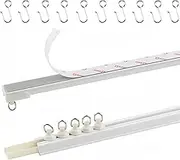 Adhesive Curtain Track Ceiling or Wall Mount,224"/ 18.7 FT Self Adhesive Curtain Rod No Drill, Screws or Tools, Ceiling Track Room Divider,Curtain Hangers