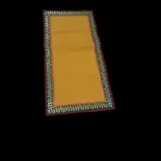Yellow Nylon Handmade Chatai/Mat With Red, Green & Golden Sequins Work On Trim