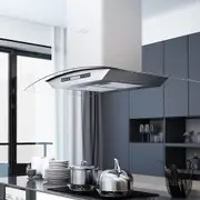 Island Range Hood 90 cm LCD Display Touch Sensor 756 m�/h LED vidaXL