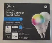 GE Cync Full Color Direct Connect Smart Light Bulbs - NEW - A19 LED - 2 Pack