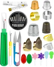 Thimble Kit– Sewing Thimbles for Hand Sewing, Metal Finger Protectors, Thimbl...