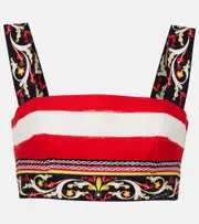 [Dolce & Gabbana] Dolce & Gabbana Striped cotton-blend bra top AU 18 red