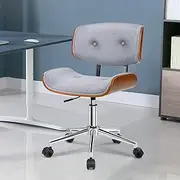 ALFORDSON Wooden Office Chair Fabric Swivel Executive Computer Desk Chair Height Adjustable Home Task Chair Kids Adult Armchair in Mid Back Study Living Room (Grey)