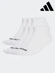 adidas White Linear Crew Socks Cushioned Socks 3 Pack (AR3727) | $35
