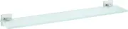 tesa EXXCLUSIV Glass Shelf - Self-Adhesive Frosted Glass Shelf for Bathroom Utensils - Waterproof, incl. Power.Kit Adhesive Solution - 50mm x 600mm x 118mm