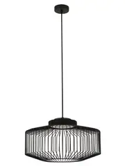 Akira 1 Light Squat Pendant with Metal Wire Shade in Black