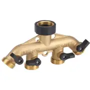 4 Way Heavy Duty Copper Garden Hose Splitter Valve Garden Tap Connector Adaptor