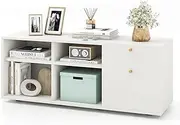 [Giantex] Storage Cabinet, Entryway Cabinet with 2 Drawers, 4 Cubes & Adjustable Feet, Floor Display Cabinet, Modern TV Console Cabinet for Home Office, White