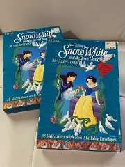 Vintage Disney Snow White Seven Dwarfs Valentines Day Cards Nos New Sealed