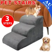 Portable 3 Step Pet Stairs Soft Plush Steps Ladder Dog Cat Washable Cover Ramp