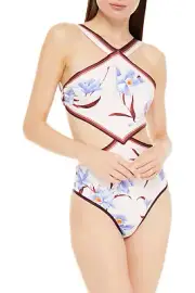 RRP€336 ZIMMERMANN Corsage Scarf One Piece Swimsuit AU0 US2-4 XS Floral Cut Out