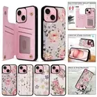 For iPhone 16E 15 14 13 12 11 Pro Max 8 7 Plus Flower Leather Wallet Case Cover