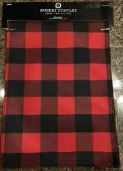 NWT Robert Stanley 70" x 13" red black plaid table runner farmhouse