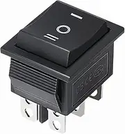 DJDLFA 1pcs DIY Rocker Switch Power Switch Boat 3 Position 6Pin Button Latching with Lamp Light KCD4 16A 250VAC/ 20A 125VAC On-Off-on(Self Lock)