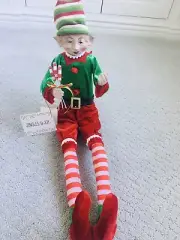 Christmas ELF DOLL W/PEPPERMINT SHELF SITTER-30"