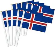 10 PCS Iceland Handheld Small Flag, Icelanders Hand held Mini Decor Decoration Banner