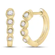 14k Yellow Gold Round Diamond Fashion Hoop Earrings 1/4 Cttw