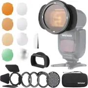 NEEWER Silicone Square Flash Head Adapter Ring with Magnetic Round Flash Head