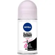 NIVEA B&W Invisible Clear Anti-Perspirant Roll-On 50ml Deodorant for Women - Black & White - Natural & Long-Lasting