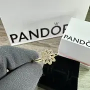 NEW✅ Pandora 14K Gold Lace Flower Botanique Clear CZ Ring Size 56 7.5