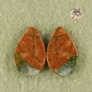 EA18623# 1 Pair Natural genuine Gemstone matched Unakite earrings Cab