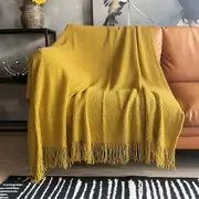 127x152cm Knitted Throw Blanket with Tassels Bubble Textured Lightweight Throws for Couch Cover Home Decor