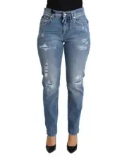 Dolce & Gabbana Dolce Gabbana Ripped Jeans Light Wash Women Blue Pants
